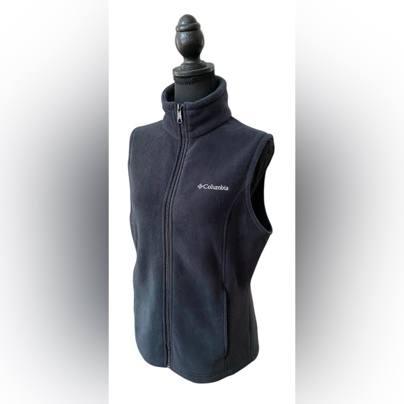Columbia: Charcoal Black Fleece Zip Up Vest - Picture 6 of 15